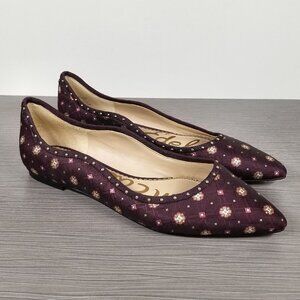 Sam Edelman Rivera Flat, Wine Fabric, Womens Size 8 M / 38